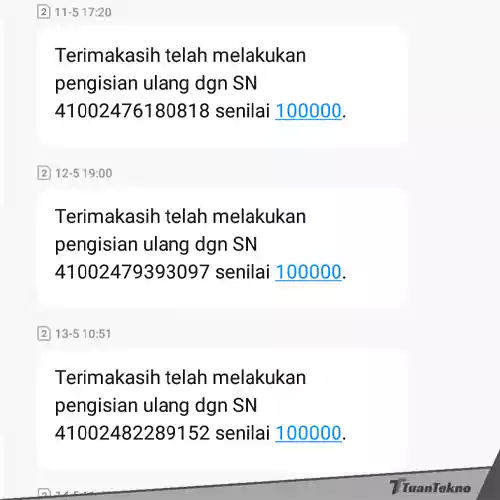 Contoh SN Pulsa Telkomsel