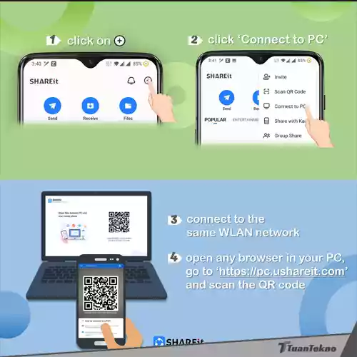 menghubungkan shareit ke pc menggunakan qr code