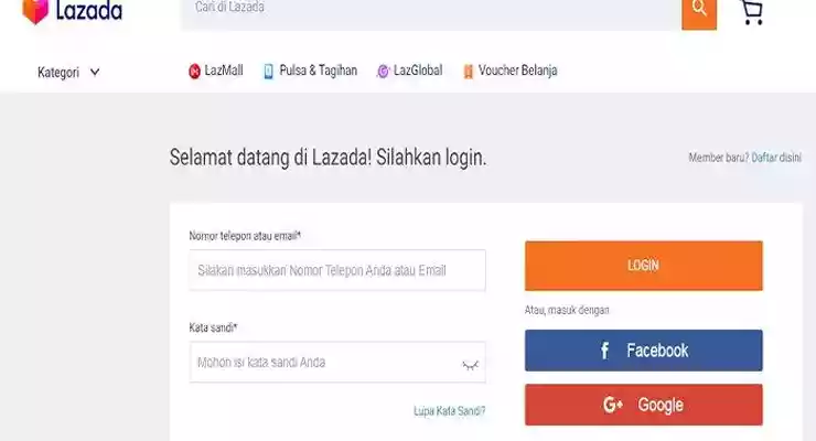 laman login lazada web