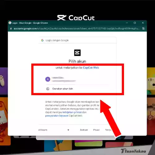 login capcut browser - login dengan google